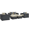 Modway Summon 5 Piece Outdoor Patio Sunbrella® Sectional Set EEI-2388-GRY-BEI-SET Canvas Antique Beige