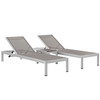 Modway Shore 3 Piece Outdoor Patio Aluminum Set EEI-2471-SLV-GRY-SET Silver Gray