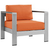 Modway Shore 6 Piece Outdoor Patio Aluminum Sectional Sofa Set EEI-2558-SLV-ORA Silver Orange