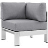 Modway Shore 5 Piece Outdoor Patio Aluminum Sectional Sofa Set EEI-2560-SLV-GRY Silver Gray