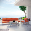 Modway Shore 4 Piece Outdoor Patio Aluminum Sectional Sofa Set EEI-2563-SLV-ORA Silver Orange