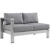 Modway Shore 5 Piece Outdoor Patio Aluminum Sectional Sofa Set EEI-2564-SLV-GRY Silver Gray