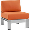 Modway Shore 6 Piece Outdoor Patio Aluminum Sectional Sofa Set EEI-2565-SLV-ORA Silver Orange