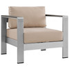 Modway Shore 4 Piece Outdoor Patio Aluminum Sectional Sofa Set EEI-2567-SLV-BEI Silver Beige