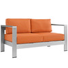Modway Shore 4 Piece Outdoor Patio Aluminum Sectional Sofa Set EEI-2567-SLV-ORA Silver Orange