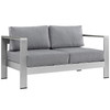 Modway Shore 6 Piece Outdoor Patio Aluminum Sectional Sofa Set EEI-2568-SLV-GRY Silver Gray