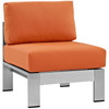 Modway Shore 3 Piece Outdoor Patio Aluminum Sectional Sofa Set EEI-2598-SLV-ORA Silver Orange