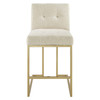 Modway Privy Gold Stainless Steel Upholstered Fabric Counter Stool EEI-3852-GLD-BEI Gold Beige