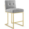 Modway Privy Gold Stainless Steel Upholstered Fabric Counter Stool EEI-3852-GLD-LGR Gold Light Gray