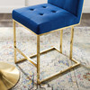 Modway Privy Gold Stainless Steel Performance Velvet Counter Stool EEI-3853-GLD-NAV Gold Navy