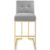 Modway Privy Gold Stainless Steel Upholstered Fabric Bar Stool EEI-3855-GLD-LGR Gold Light Gray