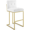 Modway Privy Gold Stainless Steel Upholstered Fabric Bar Stool EEI-3855-GLD-WHI Gold White