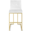 Modway Privy Gold Stainless Steel Upholstered Fabric Bar Stool EEI-3855-GLD-WHI Gold White