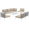 Modway Harmony 8 Piece Outdoor Patio Aluminum Sectional Sofa Set EEI-2625-WHI-BEI-SET White Beige
