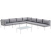 Modway Harmony 8 Piece Outdoor Patio Aluminum Sectional Sofa Set EEI-2625-WHI-GRY-SET White Gray