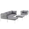Modway Harmony 6 Piece Outdoor Patio Aluminum Sectional Sofa Set EEI-2626-WHI-GRY-SET White Gray