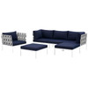 Modway Harmony 6 Piece Outdoor Patio Aluminum Sectional Sofa Set EEI-2626-WHI-NAV-SET White Navy