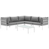Modway Harmony 6 Piece Outdoor Patio Aluminum Sectional Sofa Set EEI-2627-WHI-GRY-SET White Gray