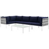 Modway Harmony 6 Piece Outdoor Patio Aluminum Sectional Sofa Set EEI-2627-WHI-NAV-SET White Navy