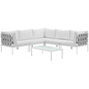 Modway Harmony 6 Piece Outdoor Patio Aluminum Sectional Sofa Set EEI-2627-WHI-WHI-SET White White
