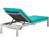 Modway Shore Outdoor Patio Aluminum Chaise with Cushions EEI-2660-SLV-TRQ Silver Turquoise