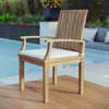Modway Marina Outdoor Patio Teak Dining Chair EEI-2701-NAT-WHI Natural White