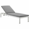 Modway Shore 3 Piece Outdoor Patio Aluminum Chaise with Cushions EEI-2736-SLV-GRY-SET Silver Gray