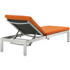Modway Shore 3 Piece Outdoor Patio Aluminum Chaise with Cushions EEI-2736-SLV-ORA-SET Silver Orange