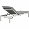 Modway Shore Chaise with Cushions Outdoor Patio Aluminum Set of 4 EEI-2738-SLV-GRY-SET Silver Gray