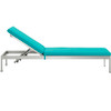 Modway Shore Chaise with Cushions Outdoor Patio Aluminum Set of 4 EEI-2738-SLV-TRQ-SET Silver Turquoise