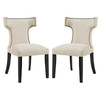 Modway Curve Dining Side Chair Fabric Set of 2 EEI-2741-BEI-SET Beige