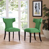 Modway Curve Dining Side Chair Fabric Set of 2 EEI-2741-GRN-SET Kelly Green