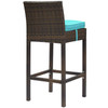 Modway Conduit Outdoor Patio Wicker Rattan Bar Stool EEI-2799-BRN-TRQ Brown Turquoise