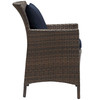 Modway Conduit Outdoor Patio Wicker Rattan Dining Armchair EEI-2801-BRN-NAV Brown Navy