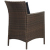 Modway Conduit Outdoor Patio Wicker Rattan Dining Armchair EEI-2801-BRN-NAV Brown Navy