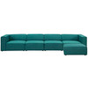 Modway Mingle 5 Piece Upholstered Fabric Sectional Sofa Set EEI-2833-TEA Teal