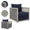 Modway Aura Rattan Outdoor Patio Armchair EEI-2918-GRY-NAV Gray Navy