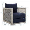 Modway Aura Rattan Outdoor Patio Armchair EEI-2918-GRY-NAV Gray Navy