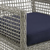 Modway Aura Outdoor Patio Wicker Rattan Dining Armchair EEI-2920-GRY-NAV Gray Navy