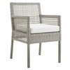 Modway Aura Outdoor Patio Wicker Rattan Dining Armchair EEI-2920-GRY-WHI Gray White