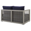 Modway Aura Outdoor Patio Wicker Rattan Loveseat EEI-2924-GRY-NAV Gray Navy