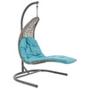 Modway Landscape Hanging Chaise Lounge Outdoor Patio Swing Chair EEI-2952-LGR-TRQ Light Gray Turquoise