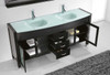 Virtu USA UM-3073-G-ES Ava 71" Double Bathroom Vanity in Espresso with Aqua Tempered Glass Top and  Sink with Polished Chrome Faucet and Mirror