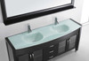 Virtu USA UM-3073-G-ES Ava 71" Double Bathroom Vanity in Espresso with Aqua Tempered Glass Top and  Sink with Polished Chrome Faucet and Mirror