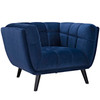 Modway Bestow 3 Piece Performance Velvet Sofa Loveseat and Armchair Set EEI-2978-NAV-SET Navy