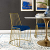 Modway Rivulet Gold Stainless Steel Performance Velvet Dining Chair EEI-2994-GLD-NAV Gold Navy