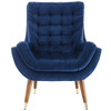 Modway Suggest Button Tufted Performance Velvet Lounge Chair EEI-3001-NAV Navy