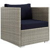 Modway Repose 3 Piece Outdoor Patio Sunbrella® Sectional Set EEI-3007-LGR-NAV-SET Light Gray Navy