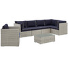 Modway Repose 7 Piece Outdoor Patio Sectional Set EEI-3010-LGR-NAV-SET Light Gray Navy