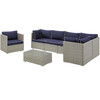 Modway Repose 7 Piece Outdoor Patio Sectional Set EEI-3010-LGR-NAV-SET Light Gray Navy